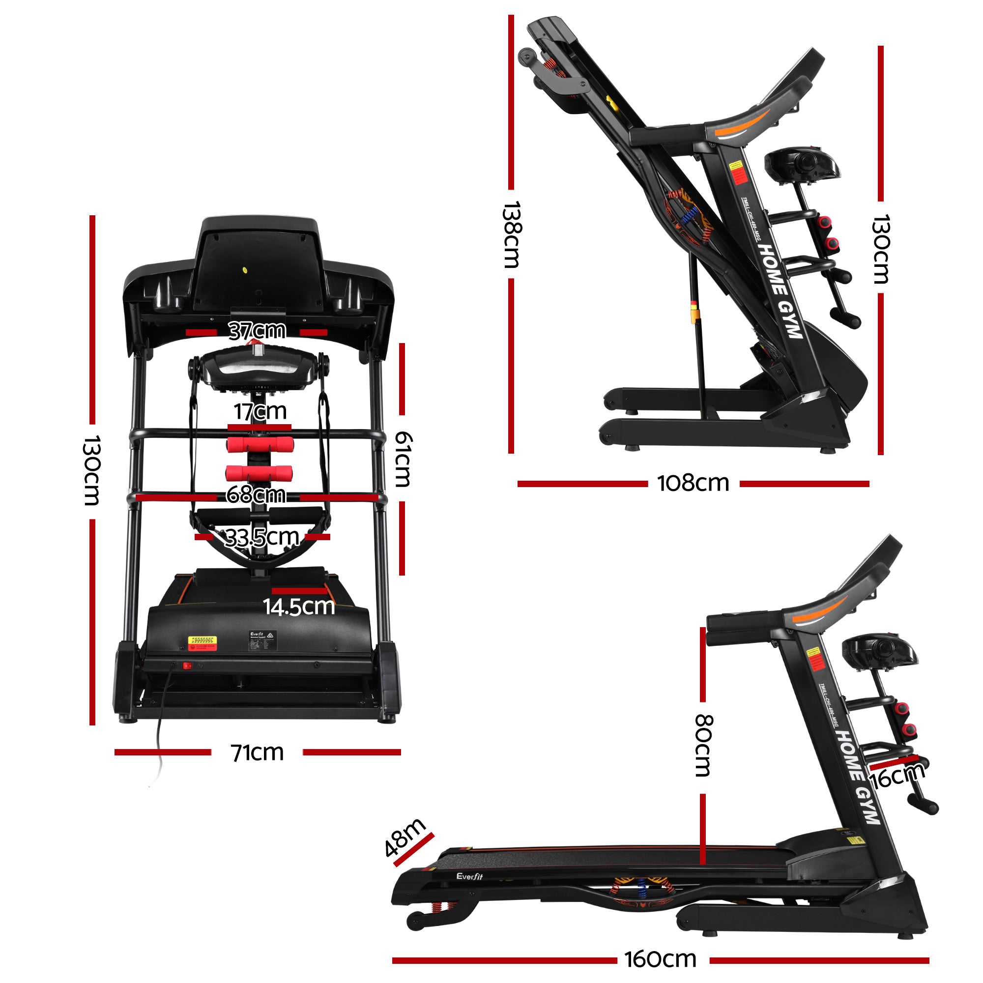 Electric Treadmill 480mm 3.5HP with Massager