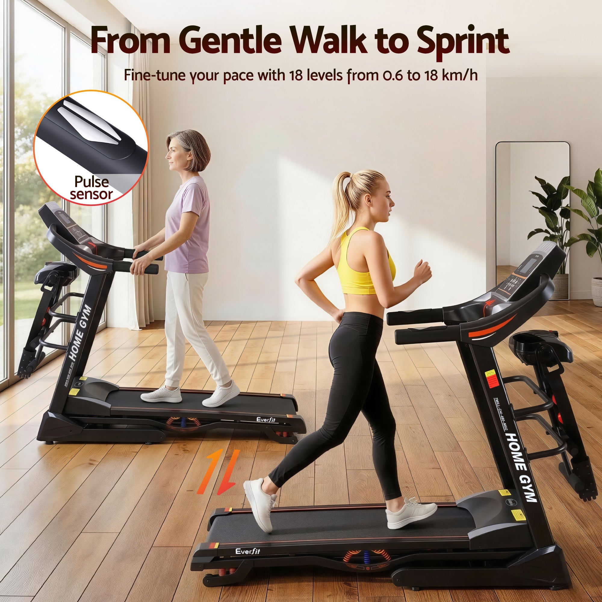 Electric Treadmill 480mm 3.5HP with Massager