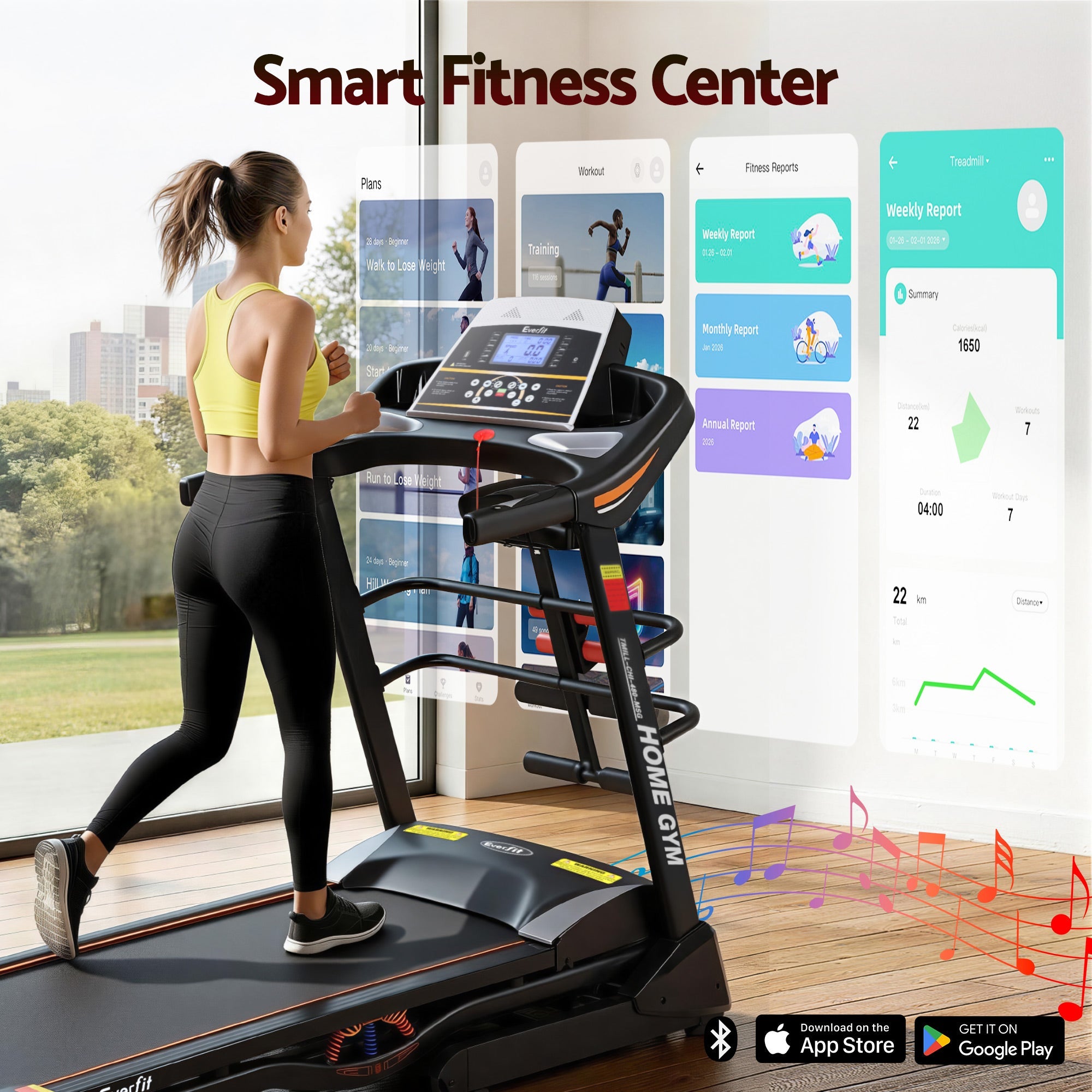 Electric Treadmill 480mm 3.5HP with Massager