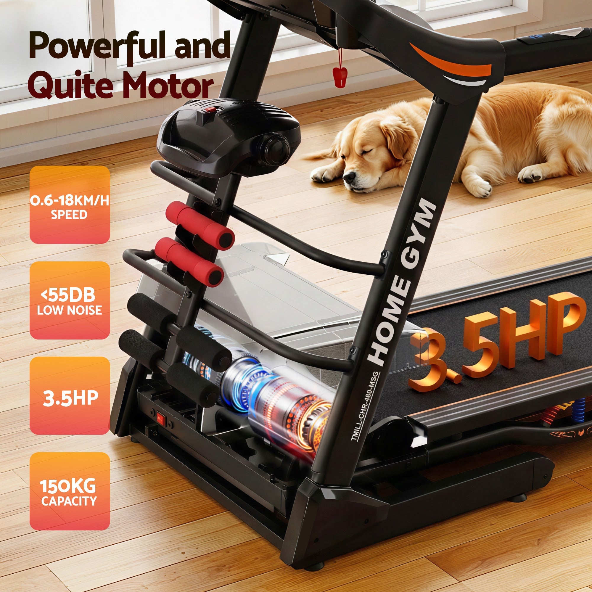 Electric Treadmill 480mm 3.5HP with Massager