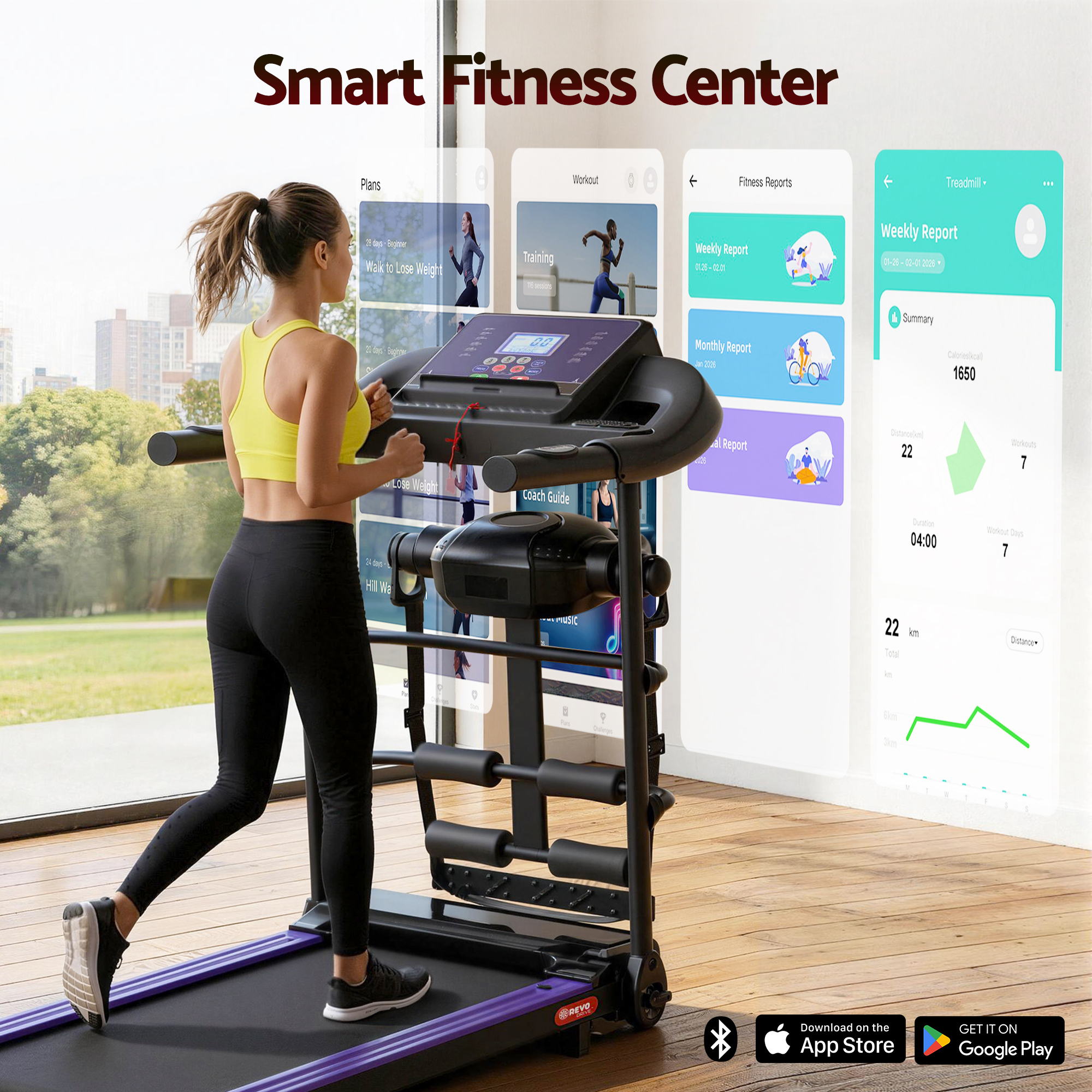 Electric Treadmill 400mm with Massage Belt