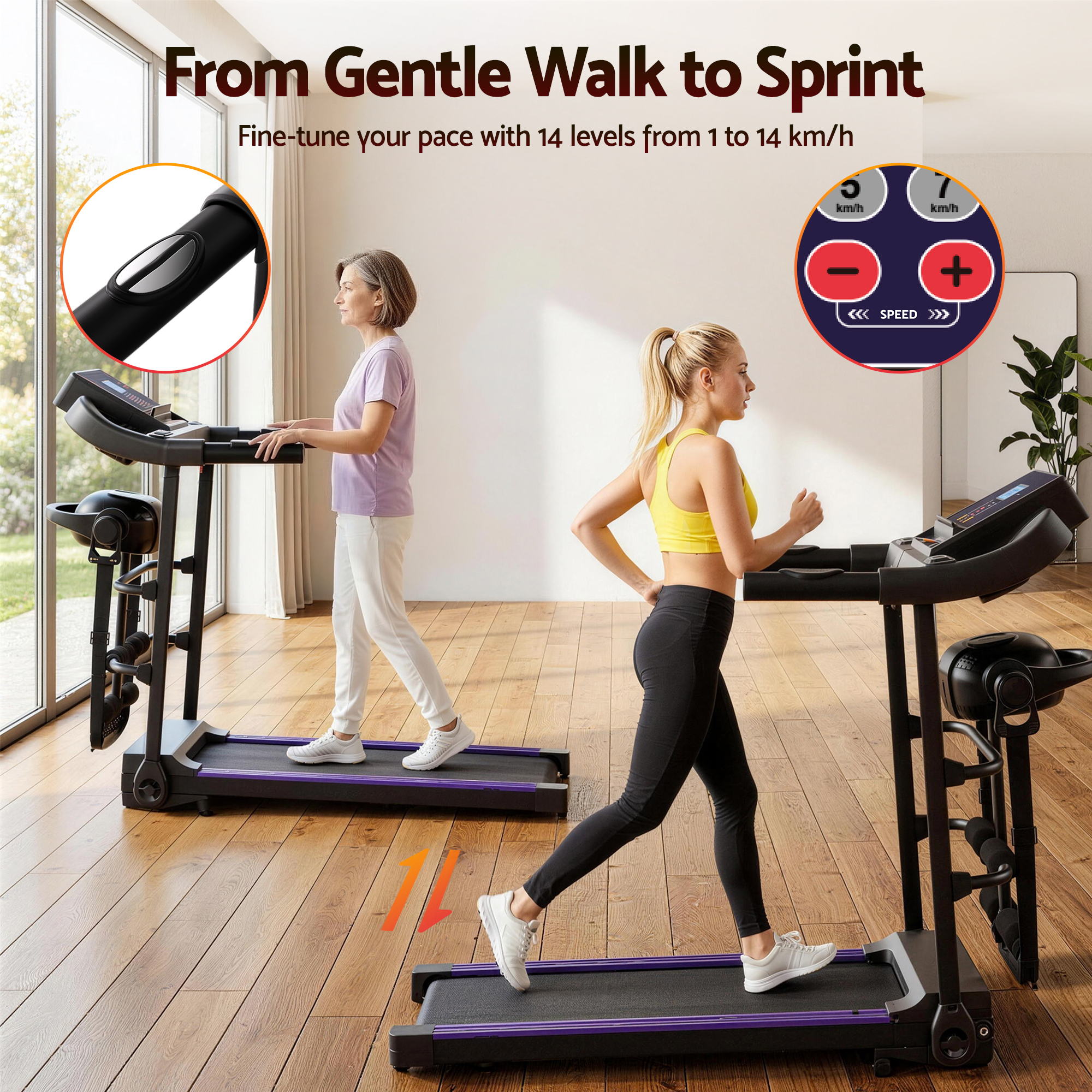 Electric Treadmill 400mm with Massage Belt
