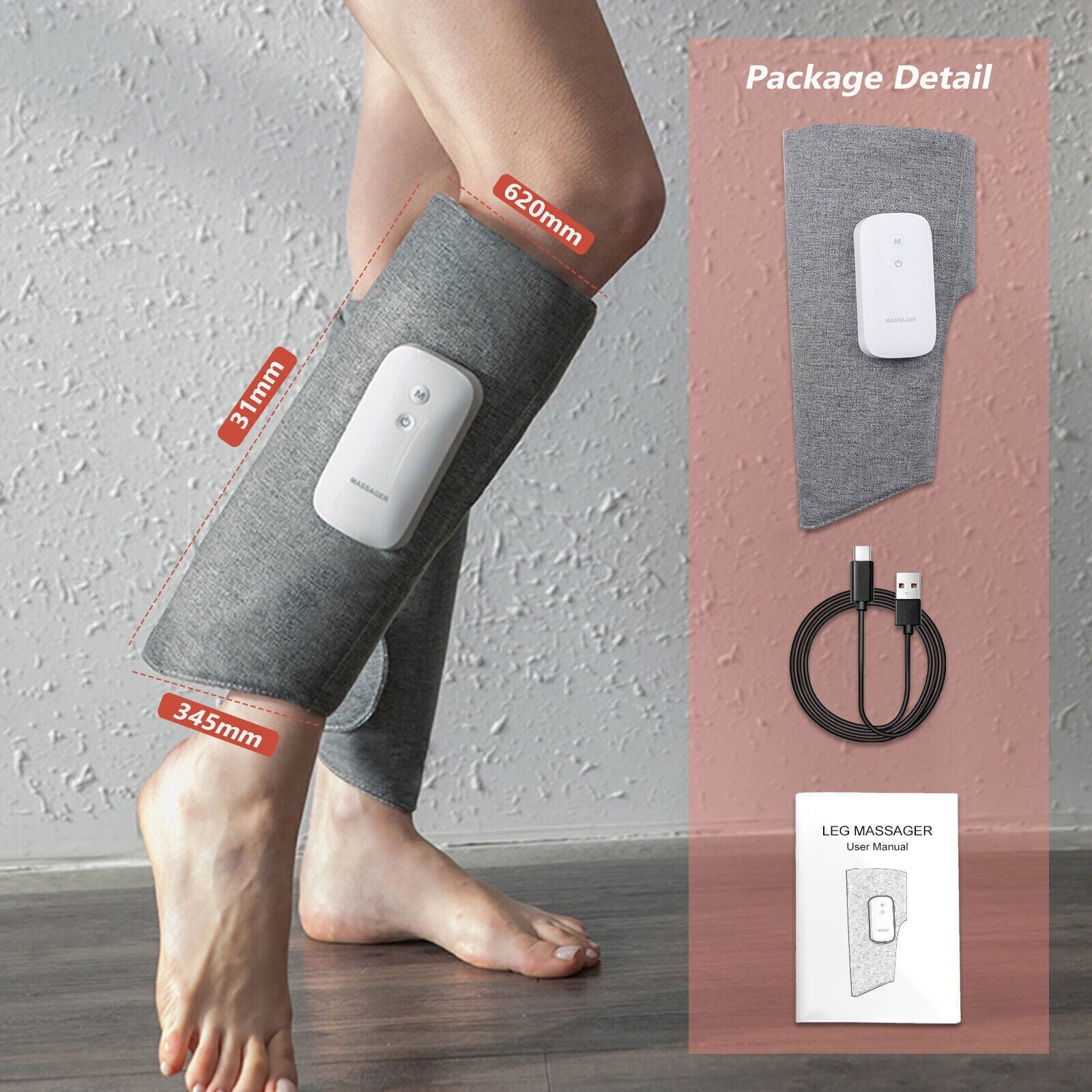 Heated Air Compression Leg Massager