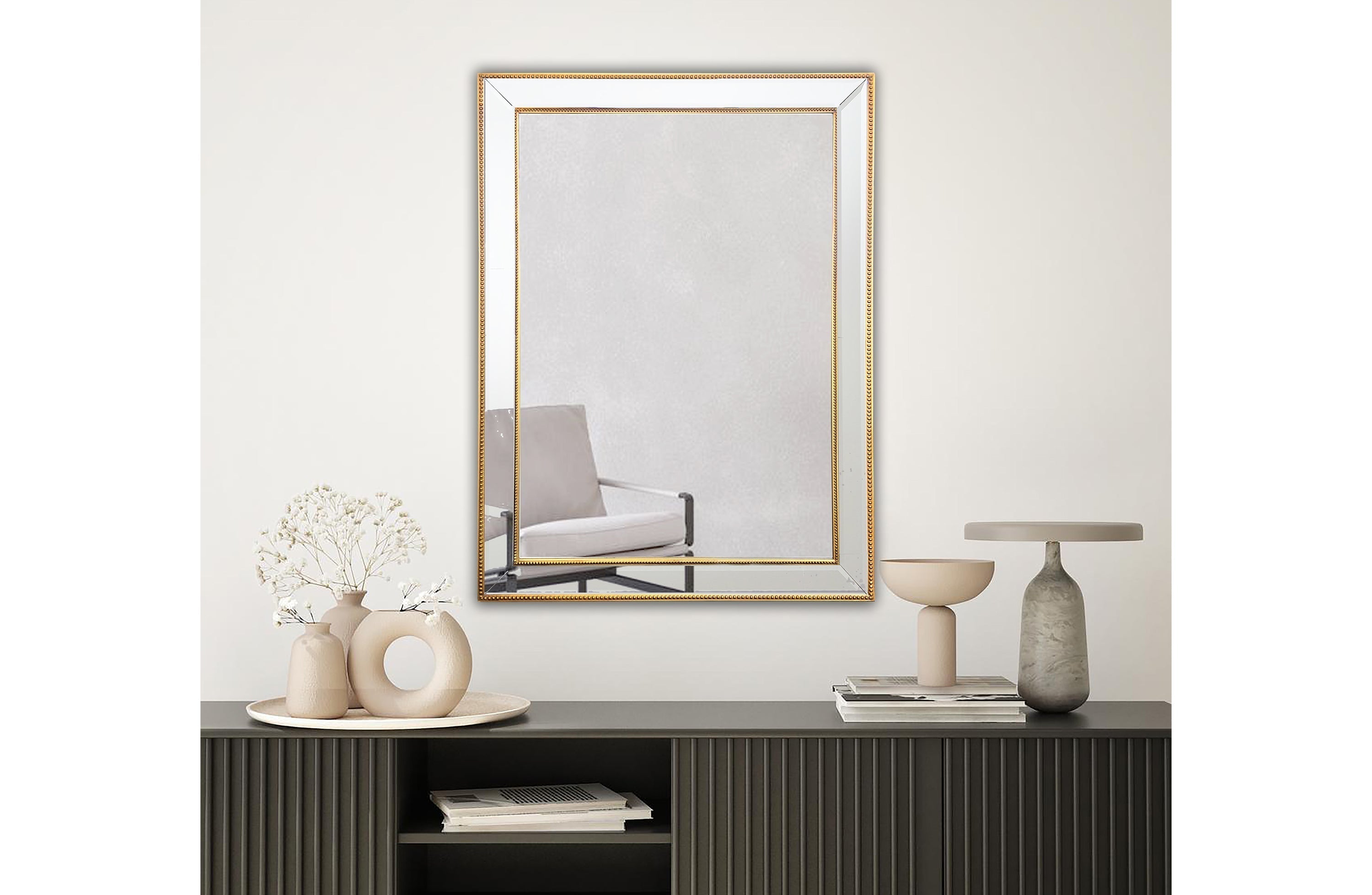 Gold Beaded Framed Mirror 80x110cm