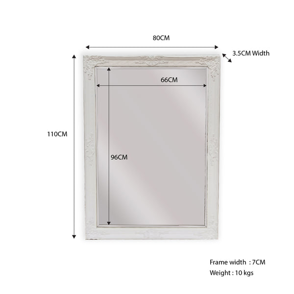 French Provincial Ornate Mirror - White