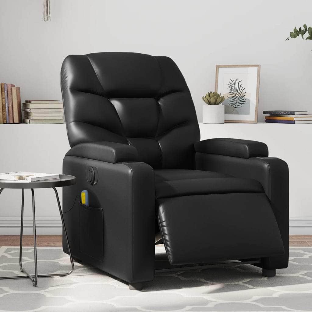 Electric Massage Recliner Chair - Black Faux Leather