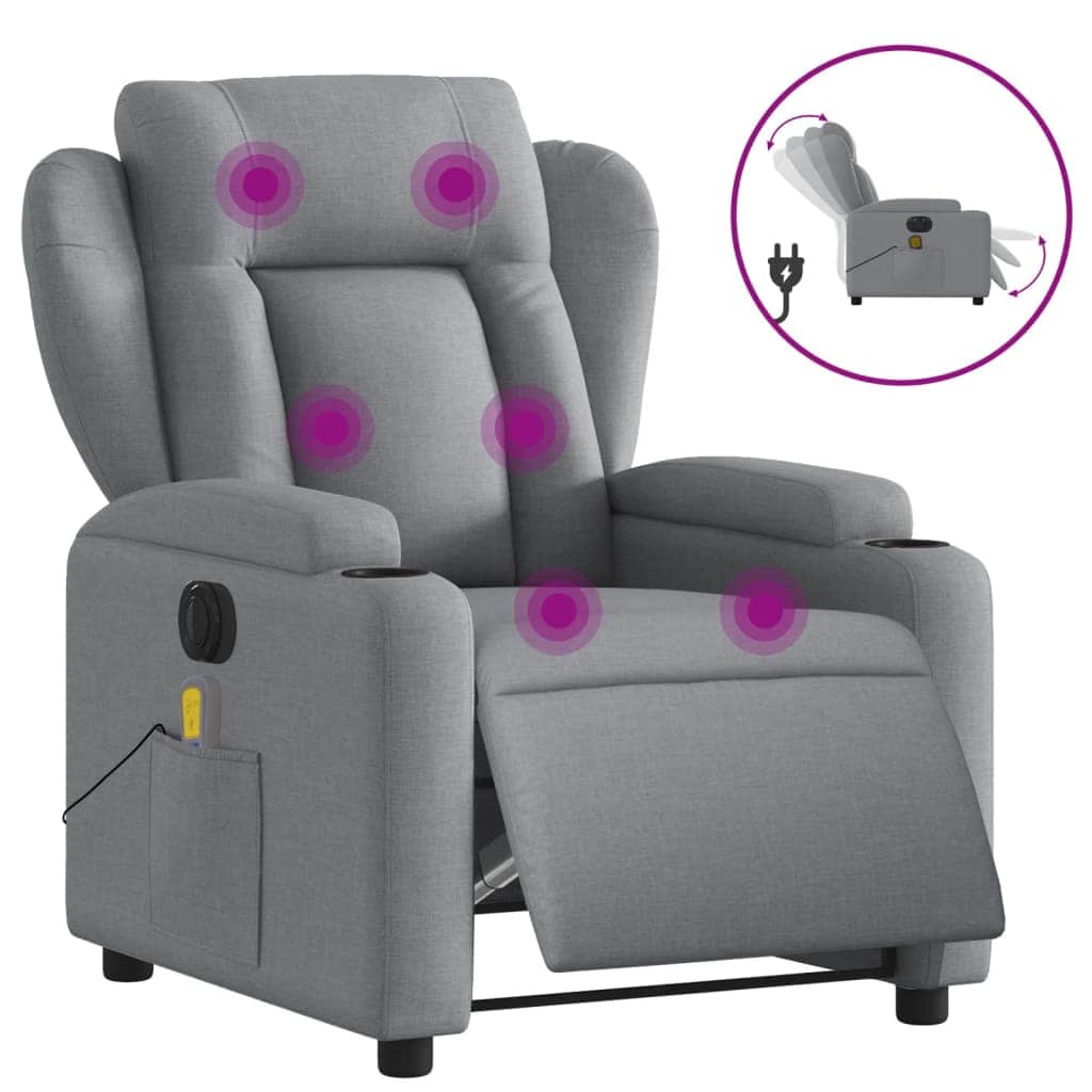 Electric Massage Recliner Chair - Grey/Black Fabric