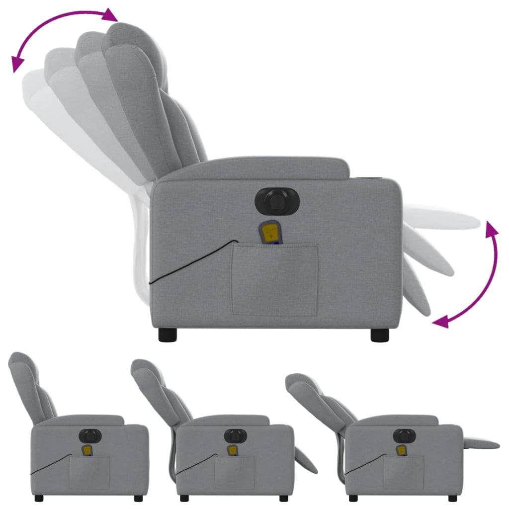 Electric Massage Recliner Chair - Grey/Black Fabric