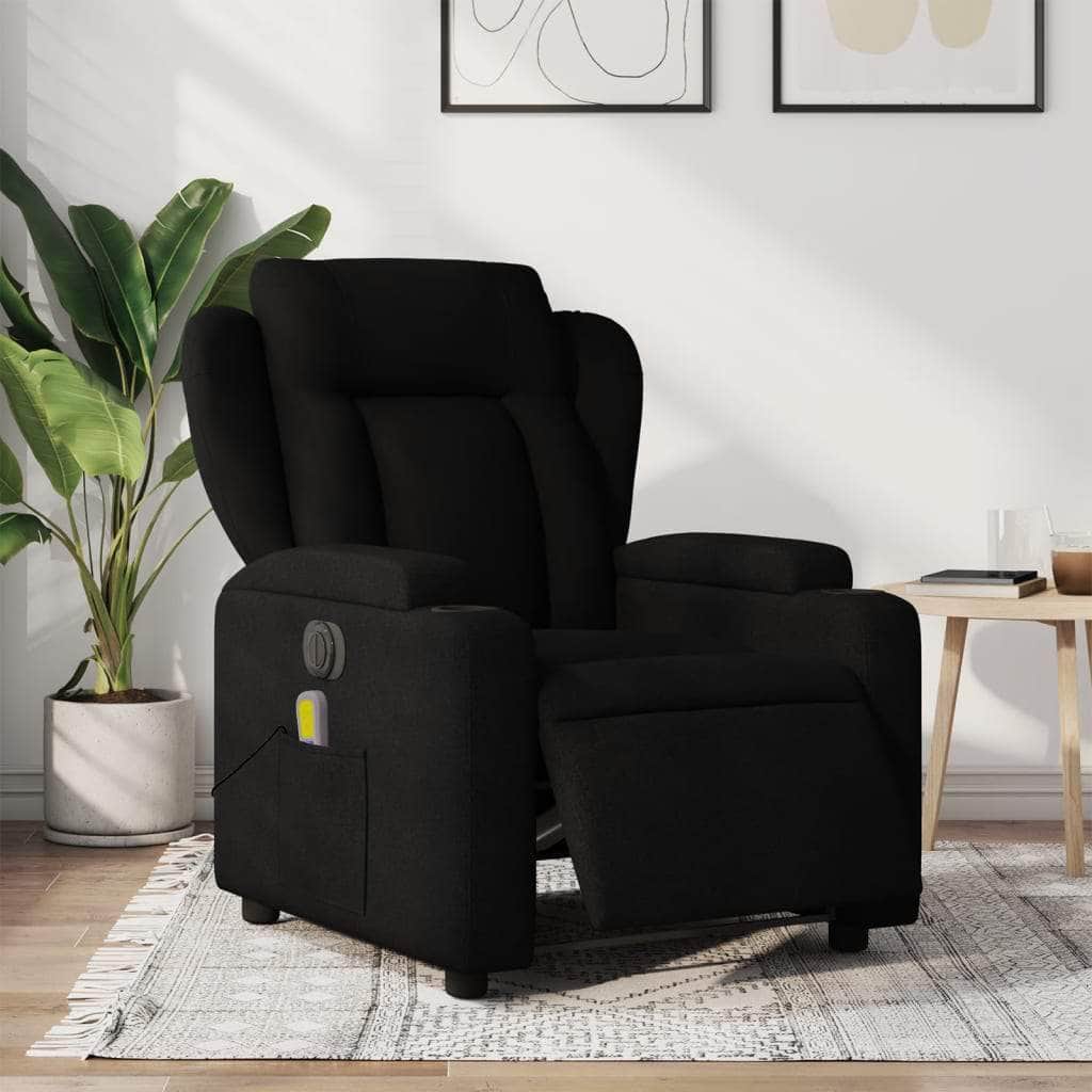 Electric Massage Recliner Chair - Grey/Black Fabric