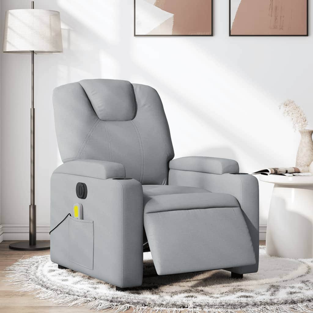 Electric Massage Recliner Chair - Grey Fabric