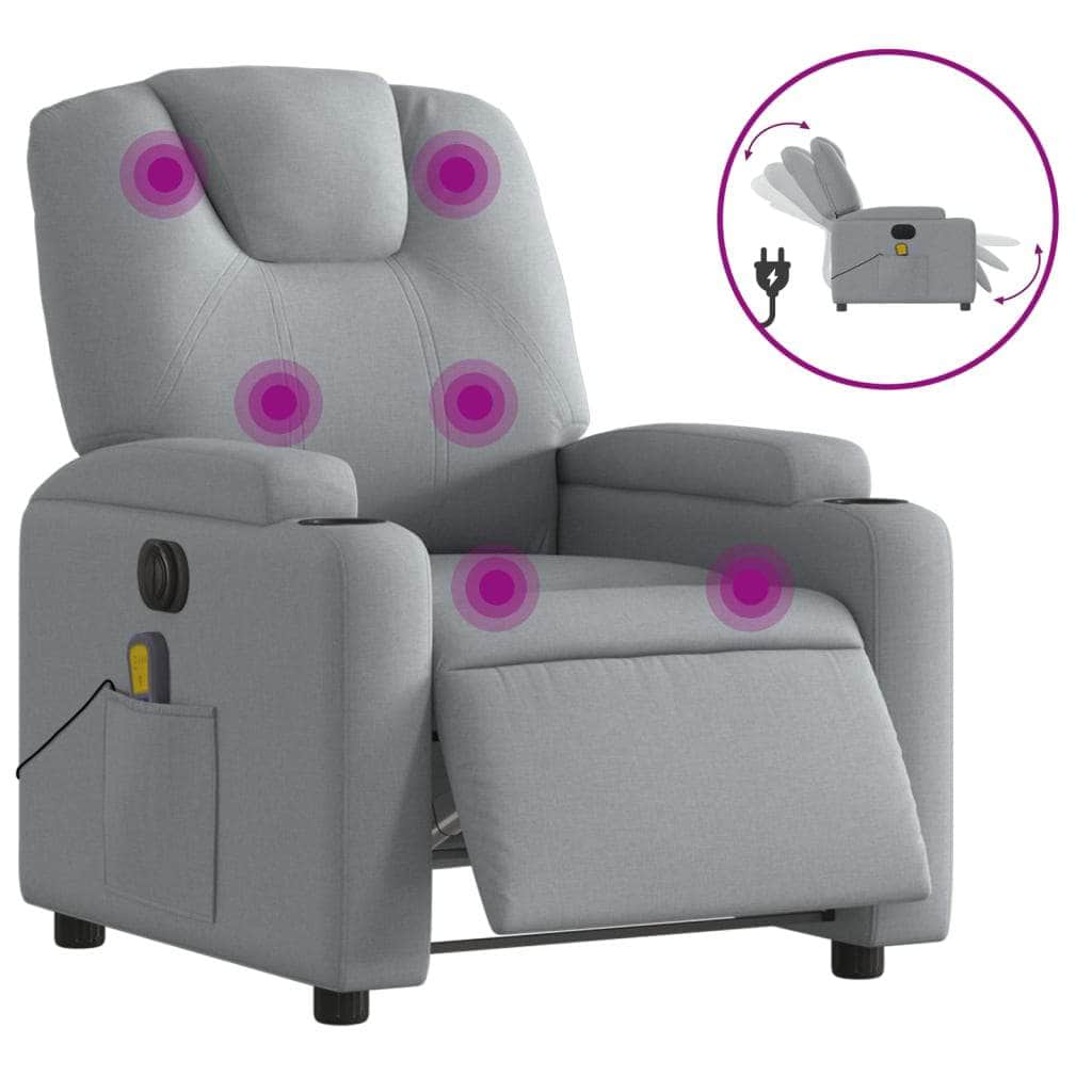 Electric Massage Recliner Chair - Grey Fabric