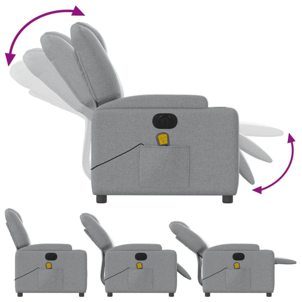 Electric Massage Recliner Chair - Grey Fabric