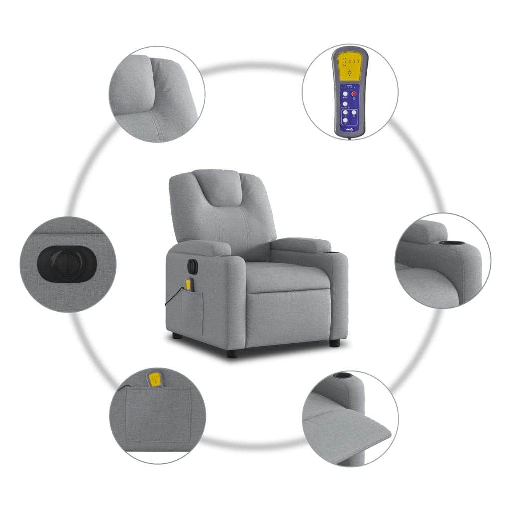 Electric Massage Recliner Chair - Grey Fabric