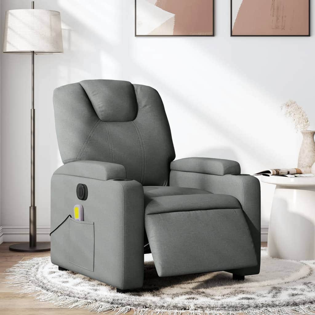 Electric Massage Recliner Chair - Grey Fabric