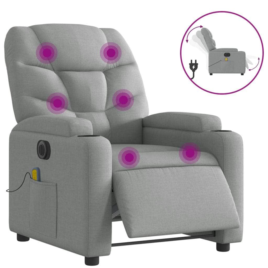 Electric Massage Recliner Chair - Fabric, 3 Colours