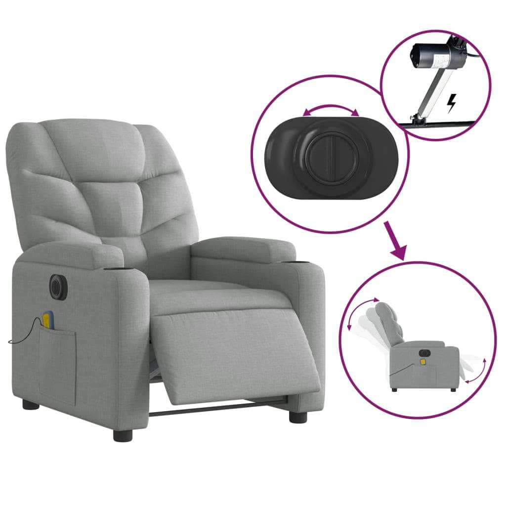 Electric Massage Recliner Chair - Fabric, 3 Colours