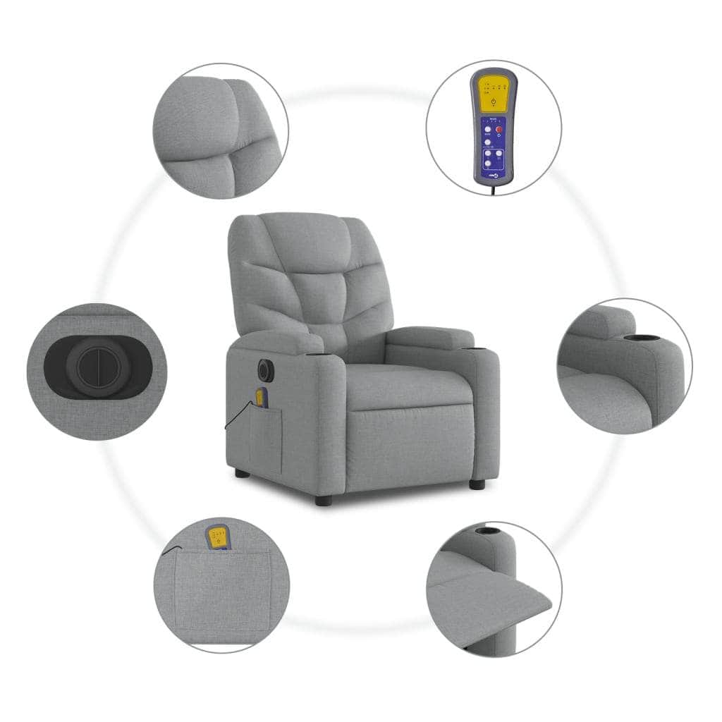 Electric Massage Recliner Chair - Fabric, 3 Colours