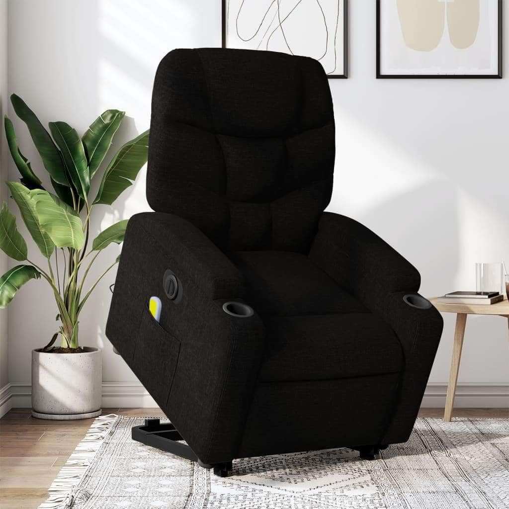 Electric Stand-Up Massage Recliner - Black Fabric