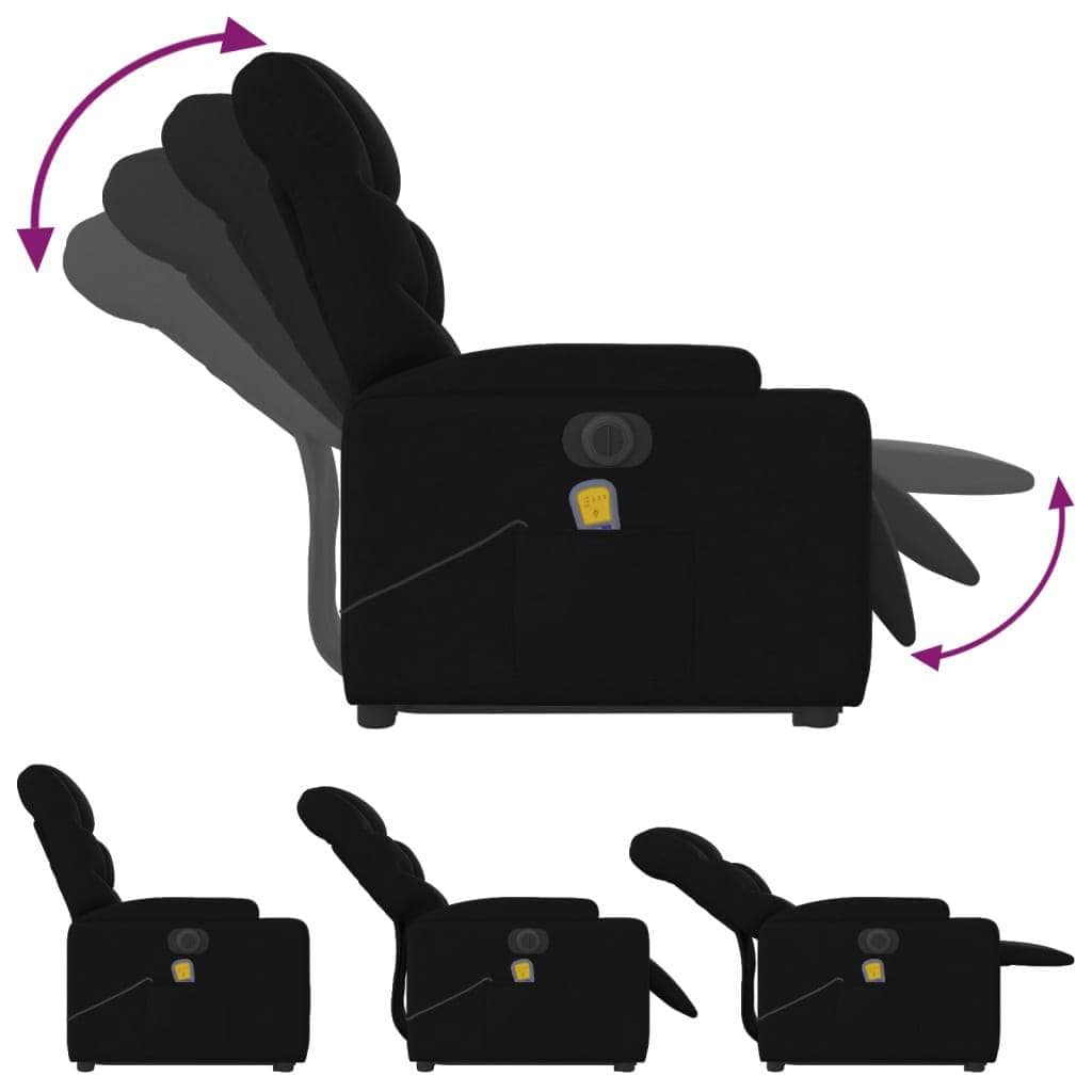 Electric Stand-Up Massage Recliner - Black Fabric