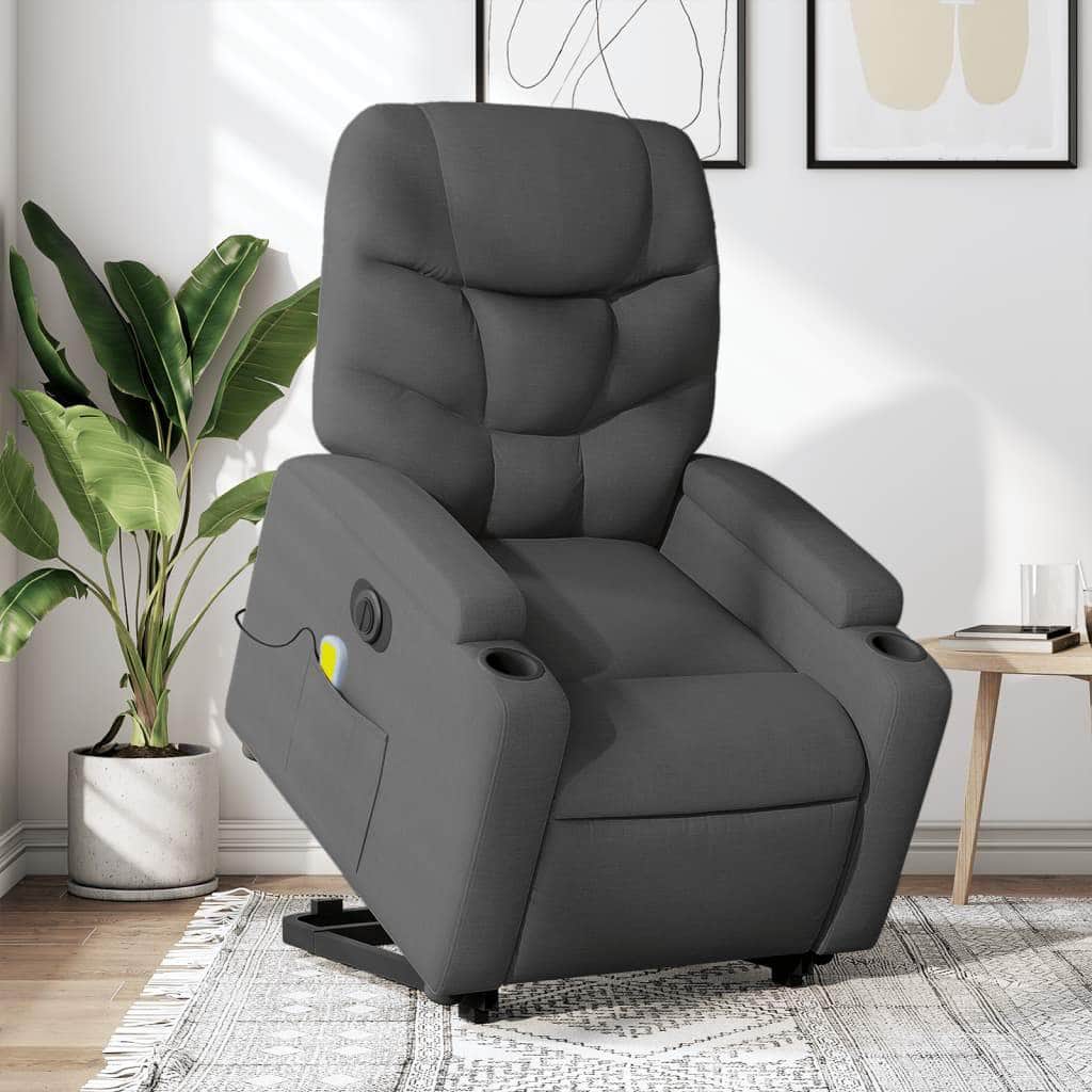 Electric Stand-Up Massage Recliner - Black Fabric