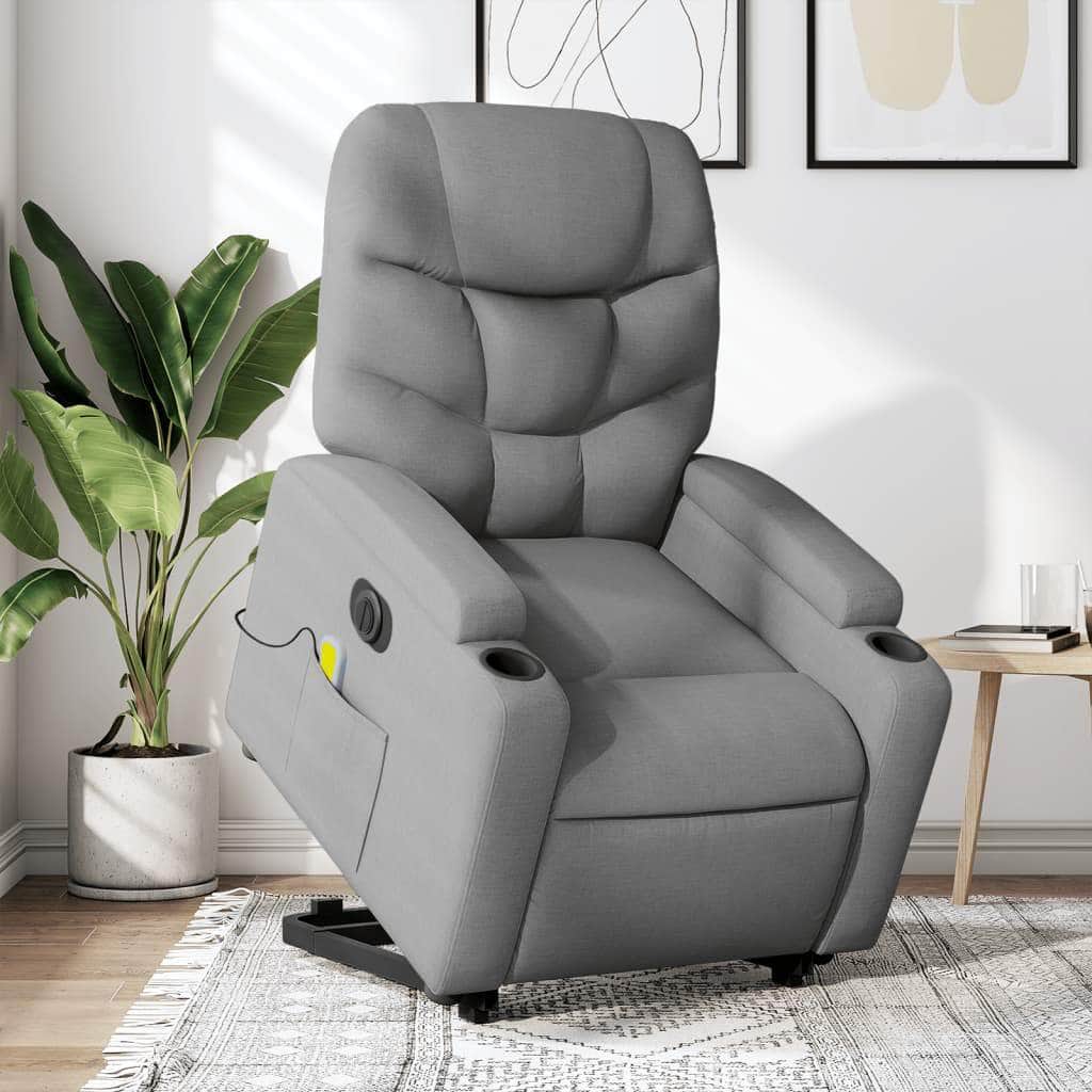 Electric Stand-Up Massage Recliner - Black Fabric