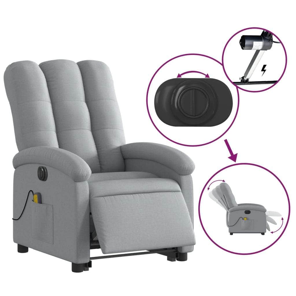 Electric Stand-Up Massage Recliner - Light Grey