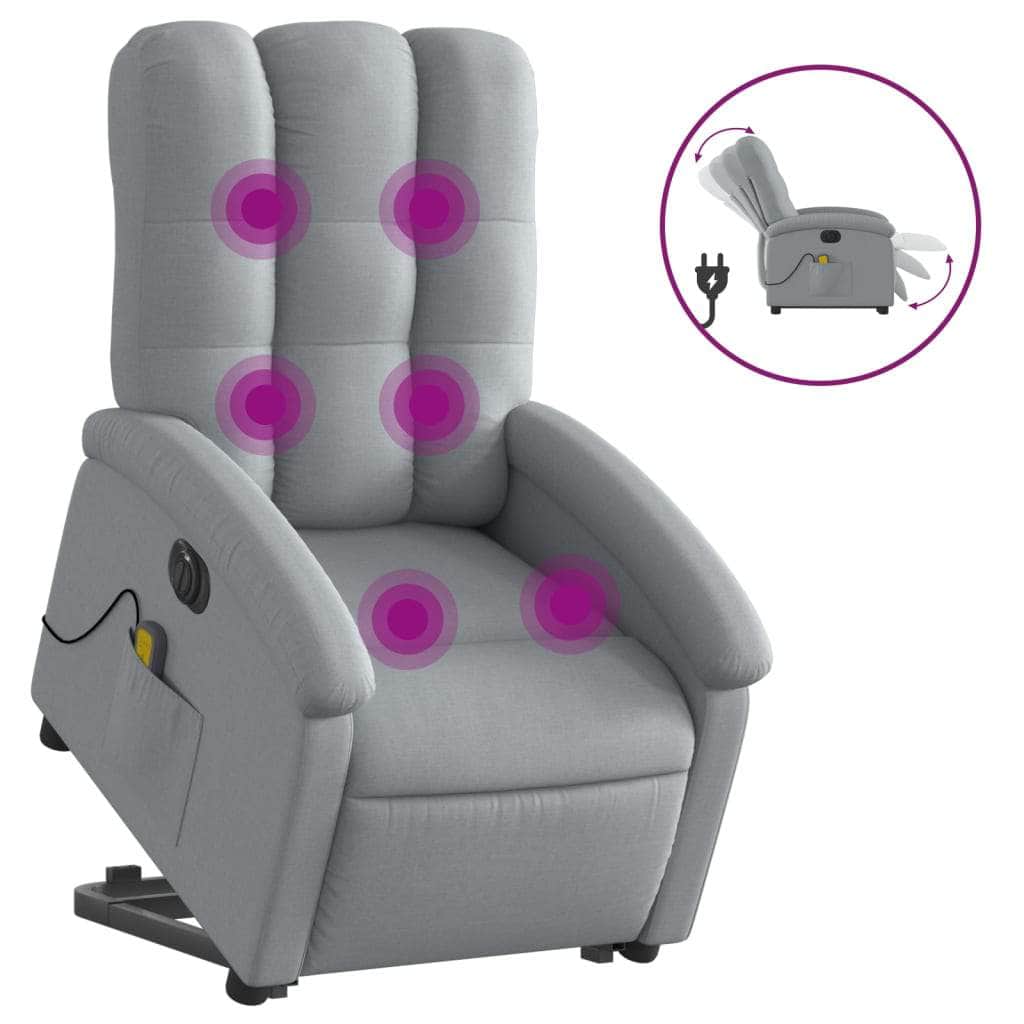 Electric Stand-Up Massage Recliner - Light Grey