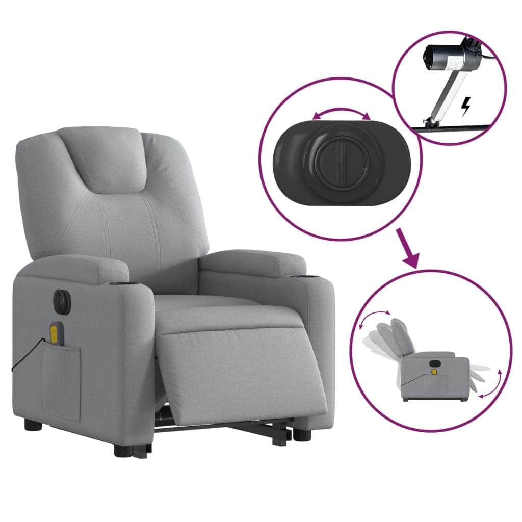 Electric Standing Massage Recliner - Light Grey