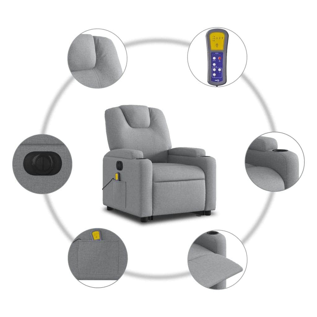 Electric Standing Massage Recliner - Light Grey