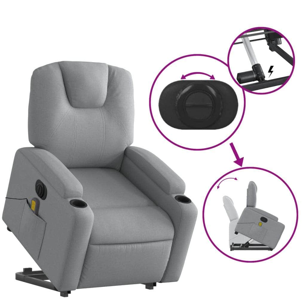 Electric Standing Massage Recliner - Light Grey