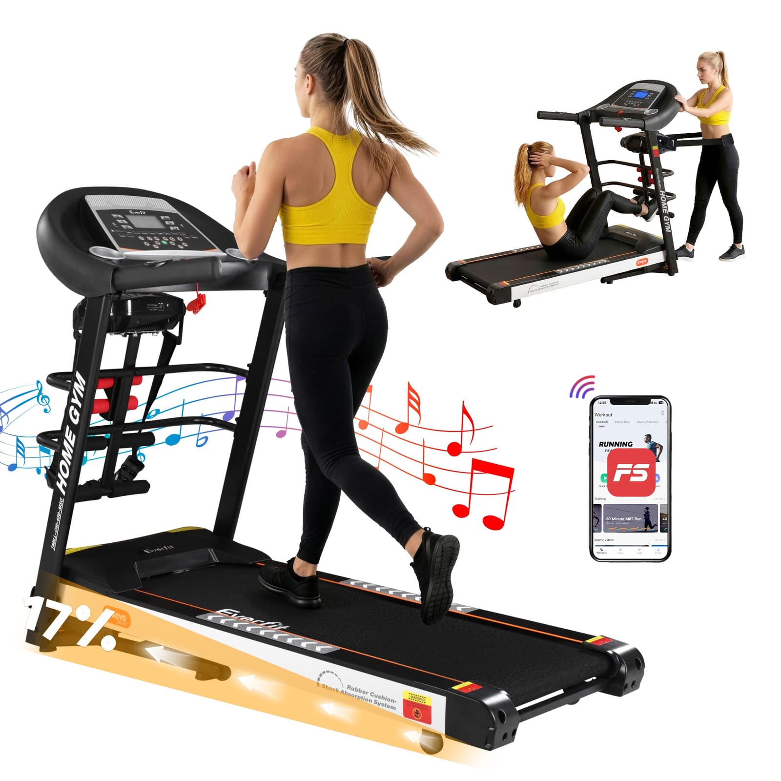 Electric Treadmill with Massage Belt 450mm