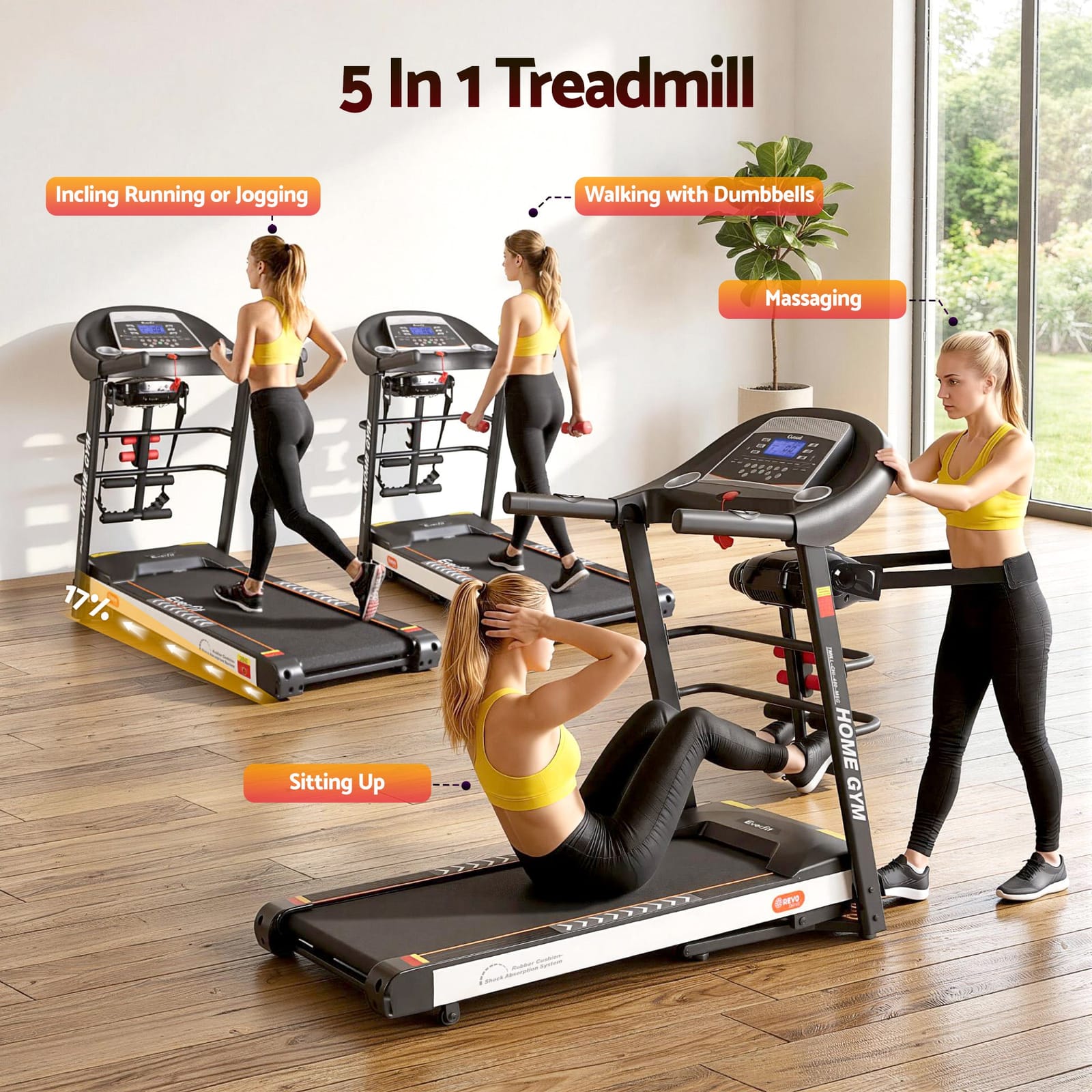 Electric Treadmill with Massage Belt 450mm