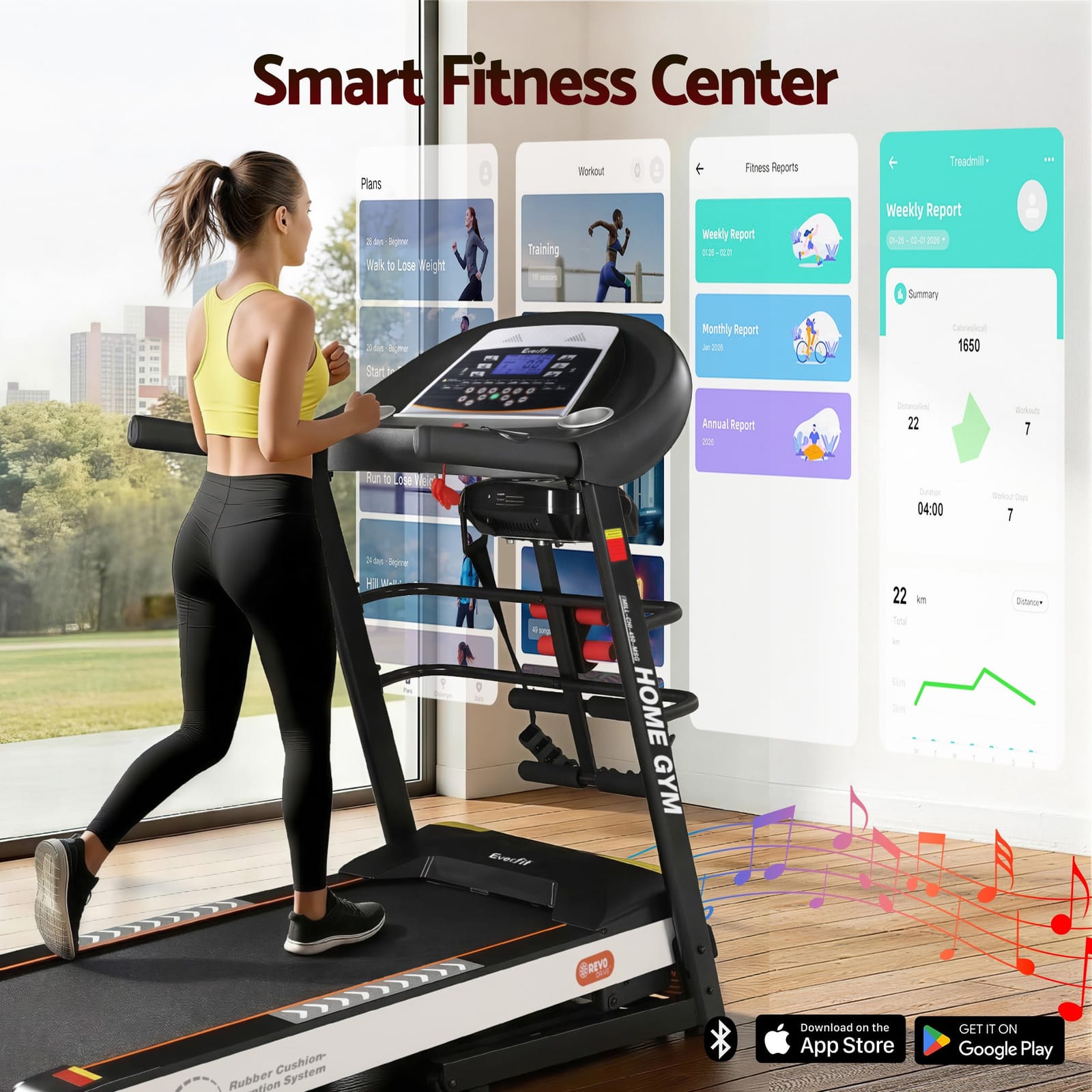 Electric Treadmill with Massage Belt 450mm