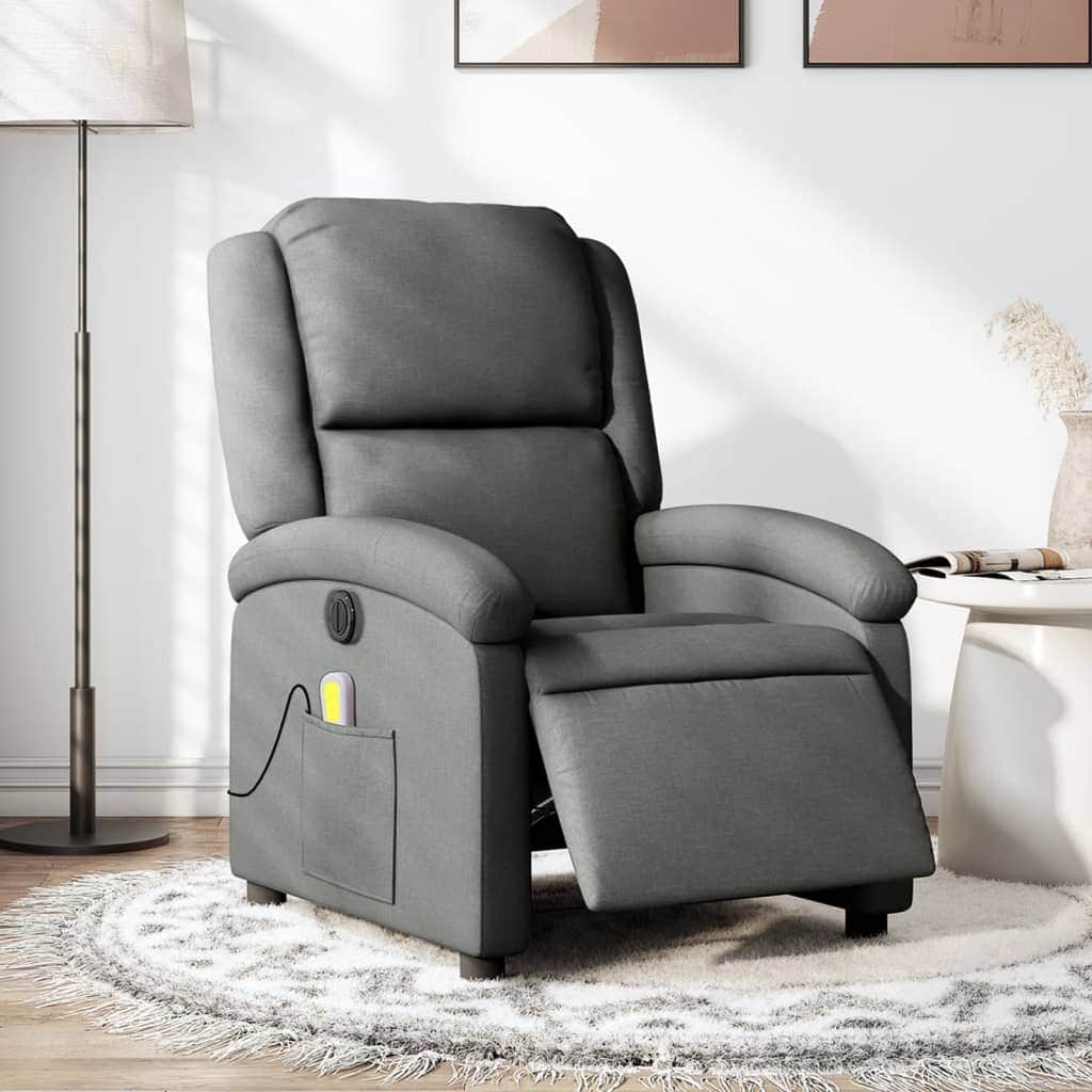 Electric Massage Recliner Chair - Dark Grey Fabric