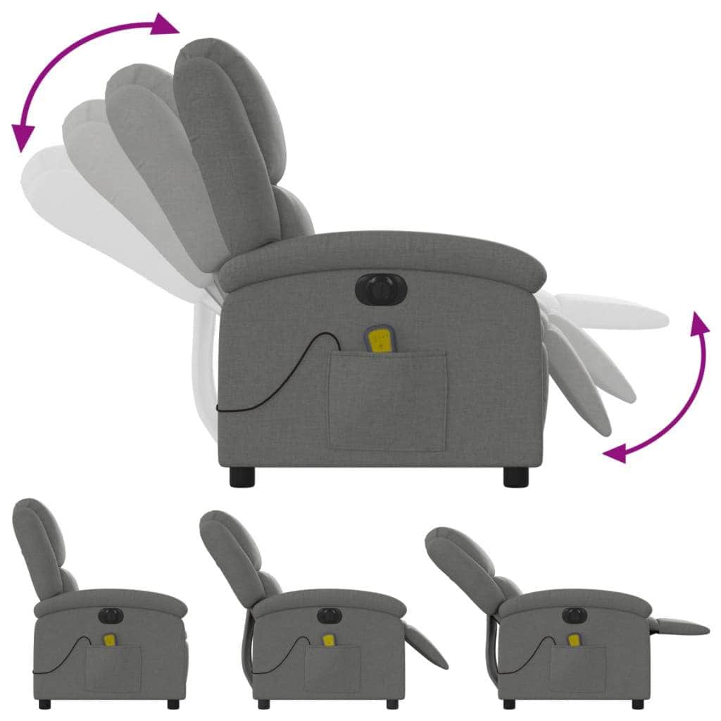 Electric Massage Recliner Chair - Dark Grey Fabric