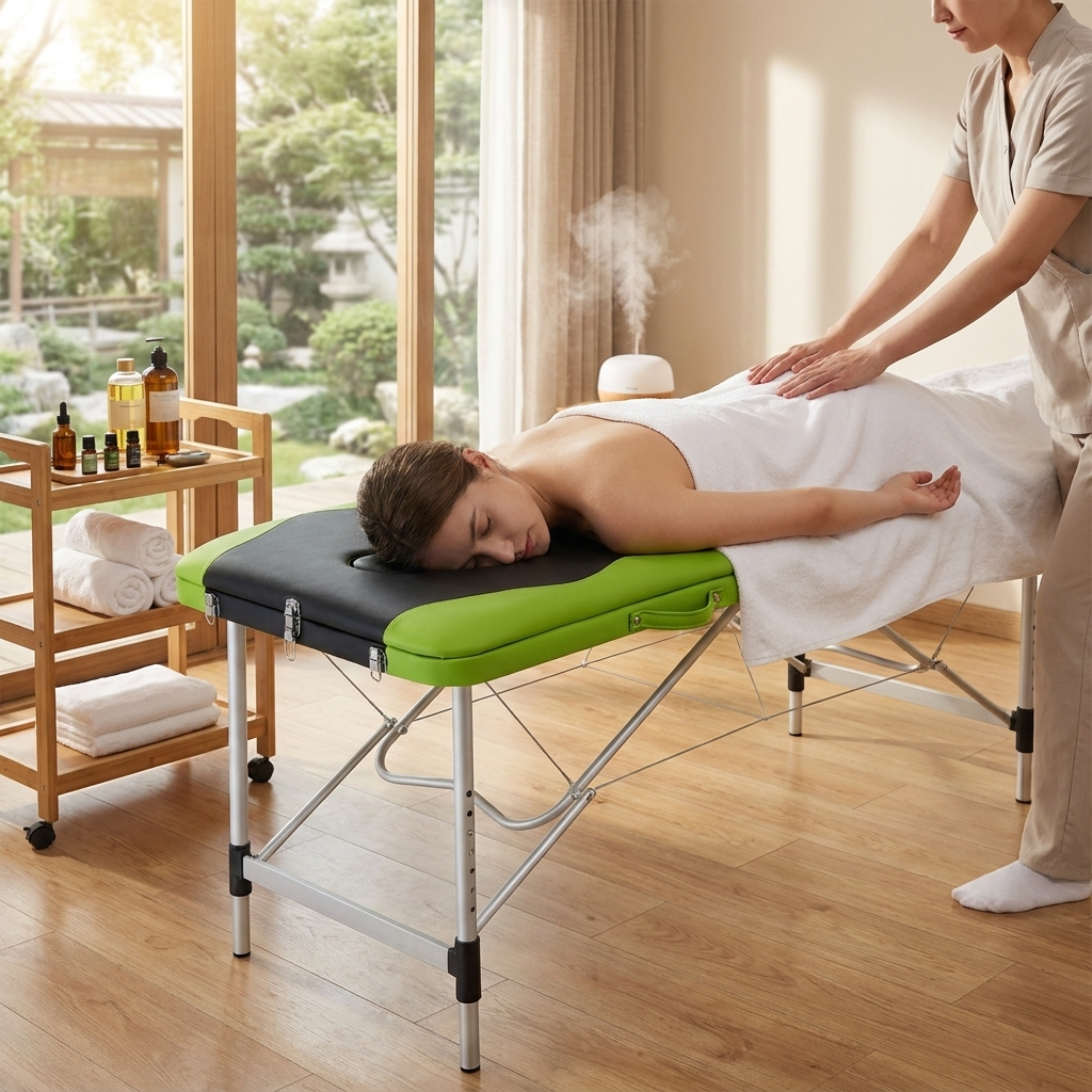 Massage Table 75cm Aluminium Green lifestyle