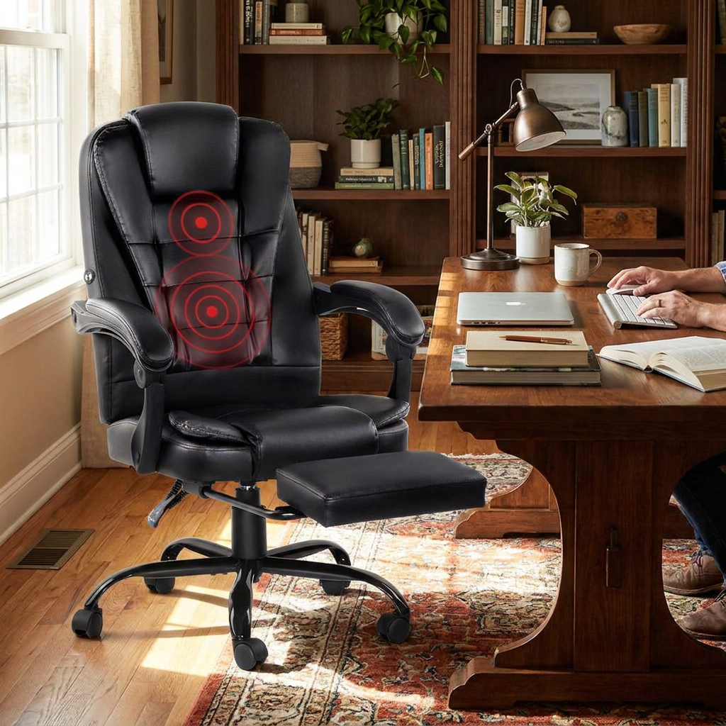 2 Point Massage Office Chair Footrest lifestyle