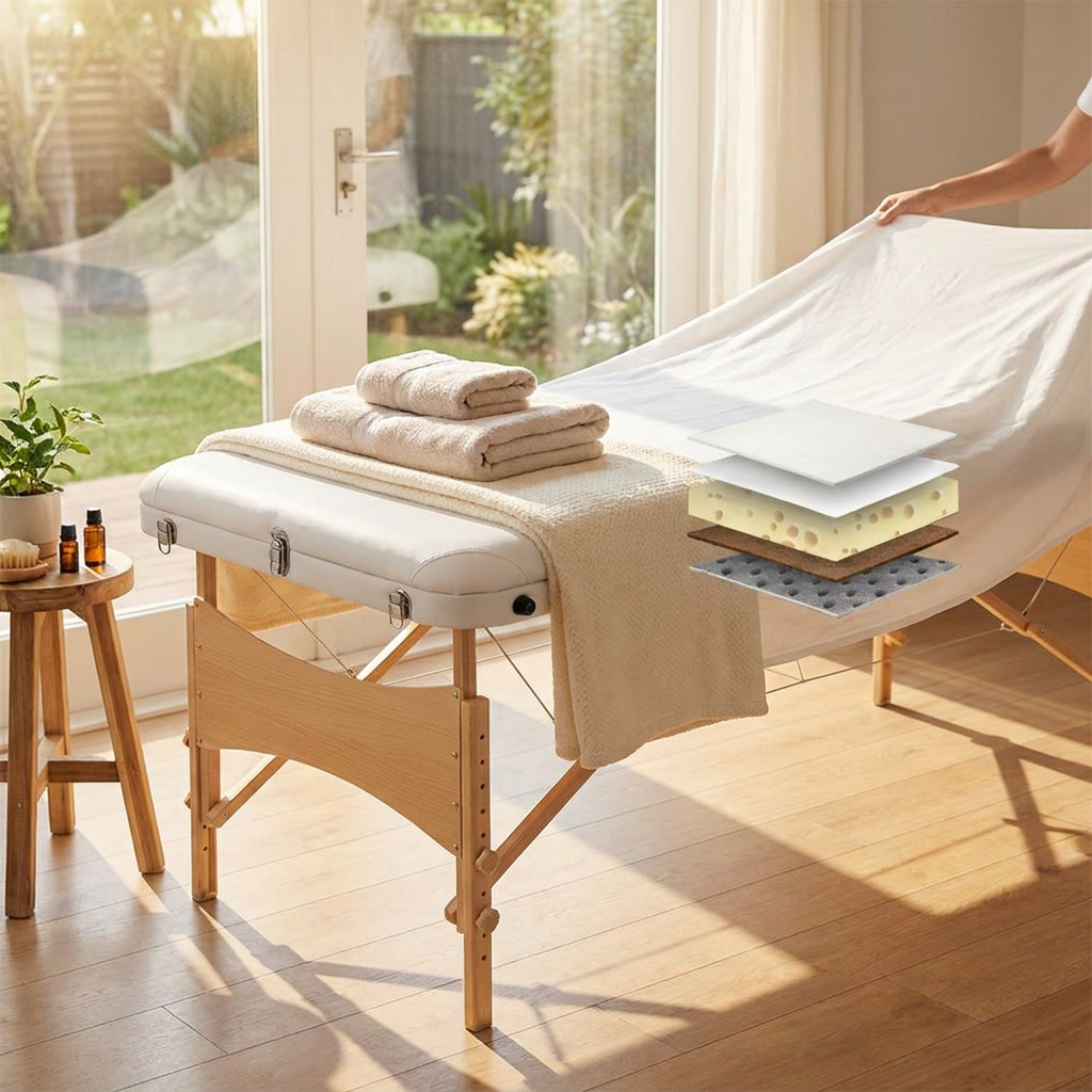 Massage Table 70cm Wooden White lifestyle