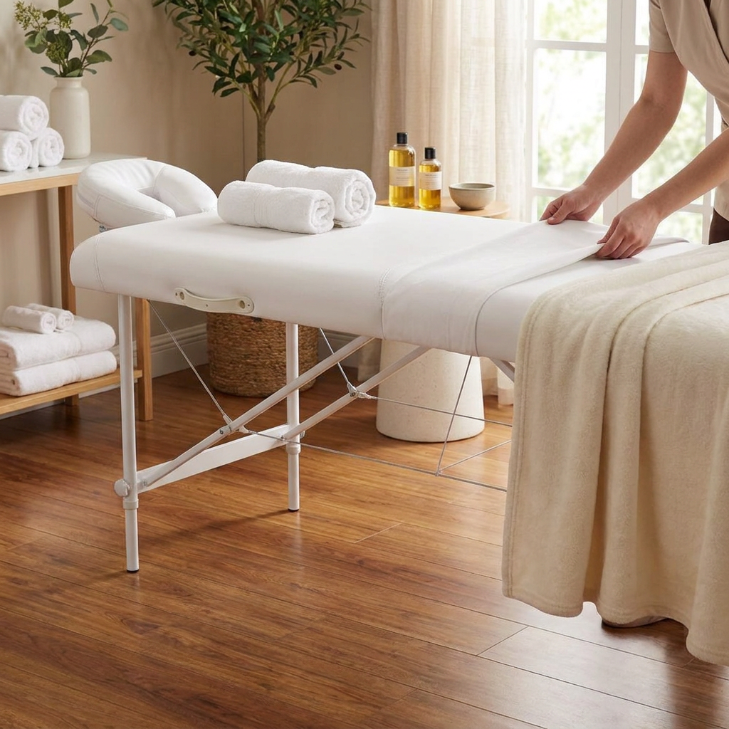 Massage Table 75cm Aluminium White lifestyle