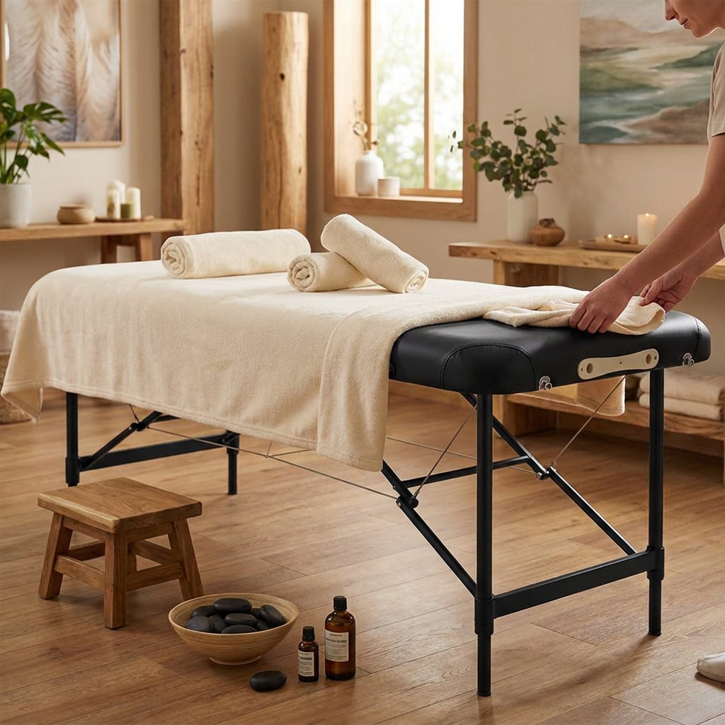 Massage Table 70cm Aluminium Black lifestyle