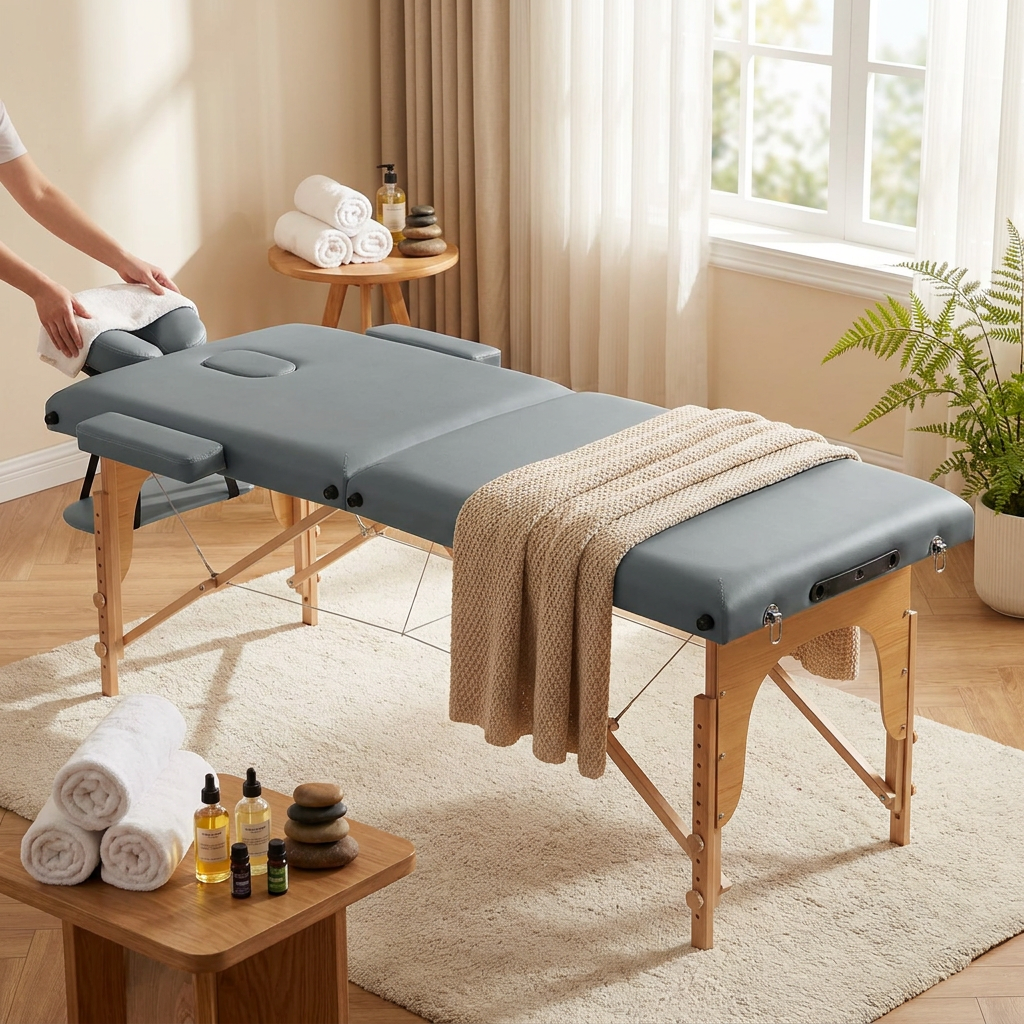 Massage Table 56cm Wooden Grey lifestyle