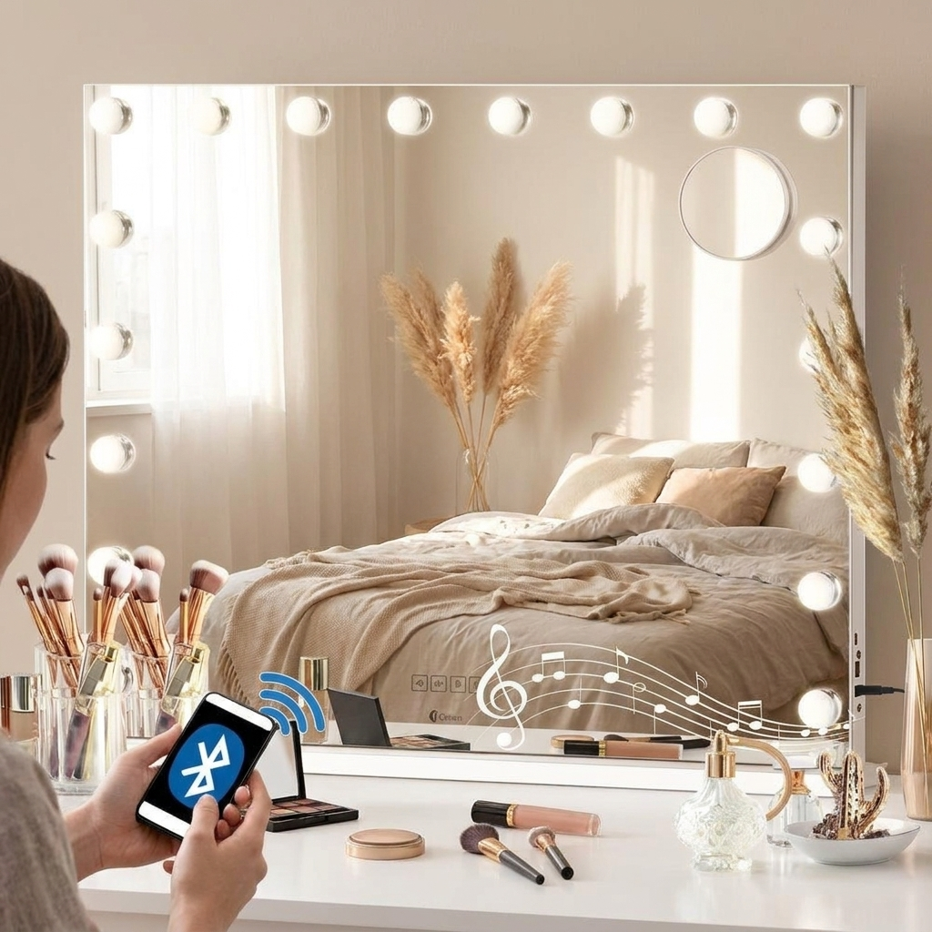 Bluetooth Hollywood Makeup Mirror lifestyle