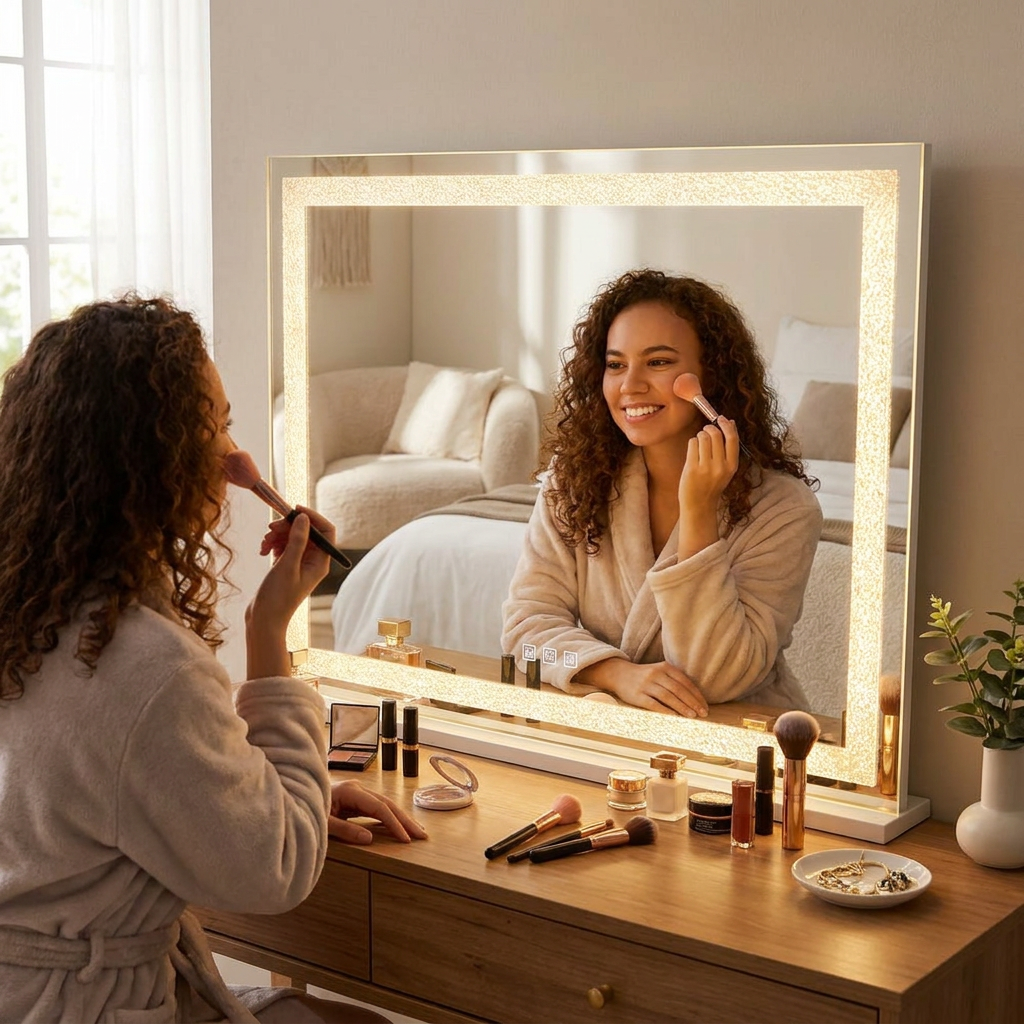 Bluetooth Makeup Mirror 80x58cm lifestyle