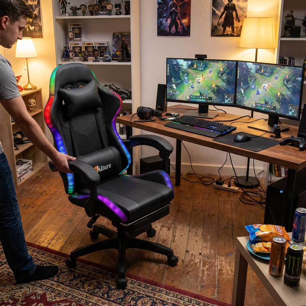 Gaming Chair RGB LED Black lifestyle