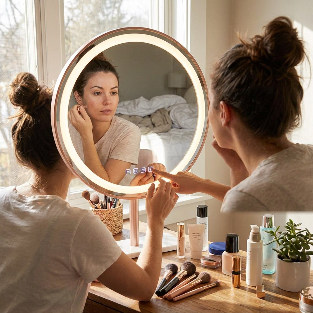 Round Hollywood LED Makeup Mirror lifestyle