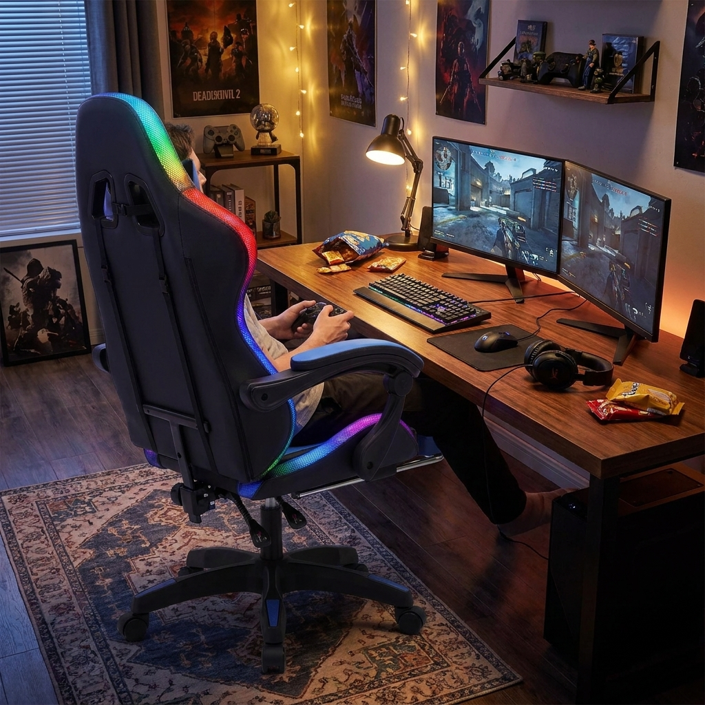 Racing Gaming Chair Black Blue lifestyle
