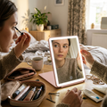Compact Foldable Makeup Mirror Pink lifestyle