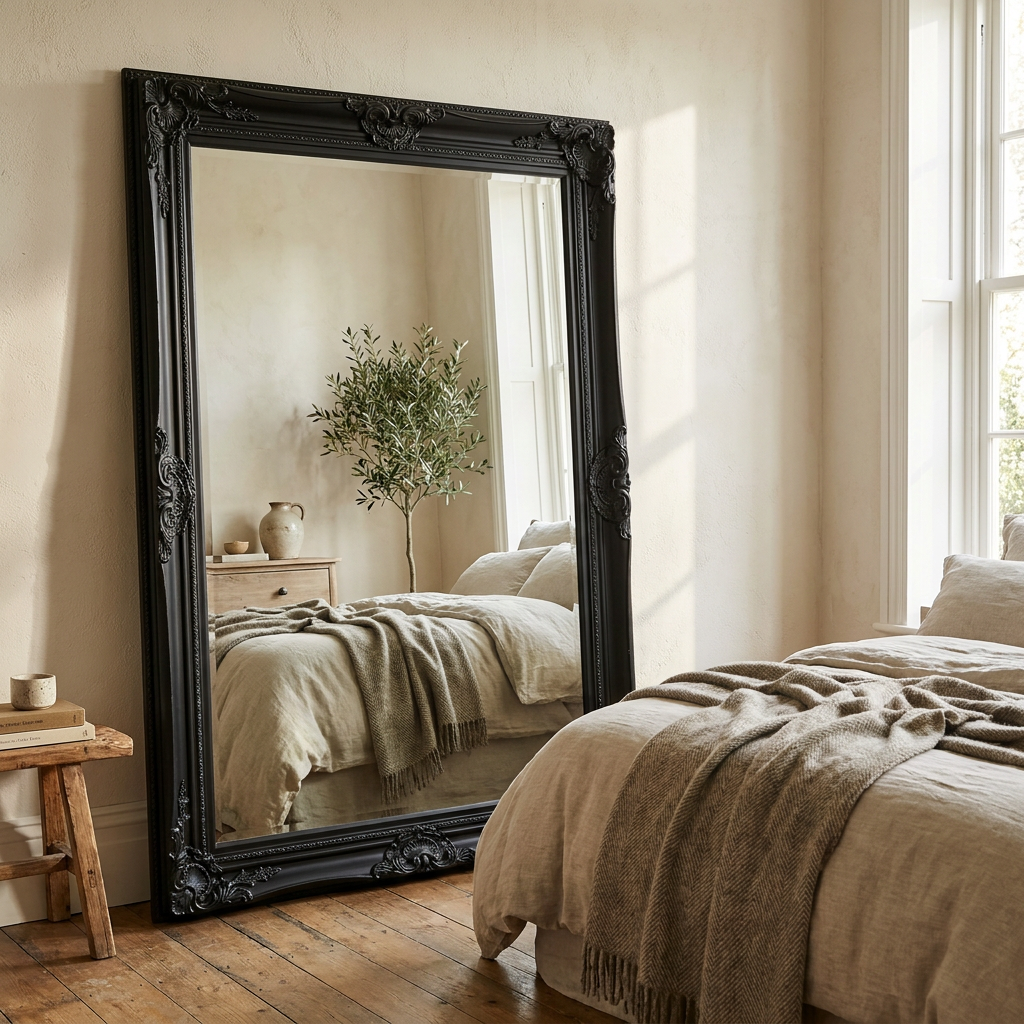 French Provincial Ornate Mirror Black lifestyle