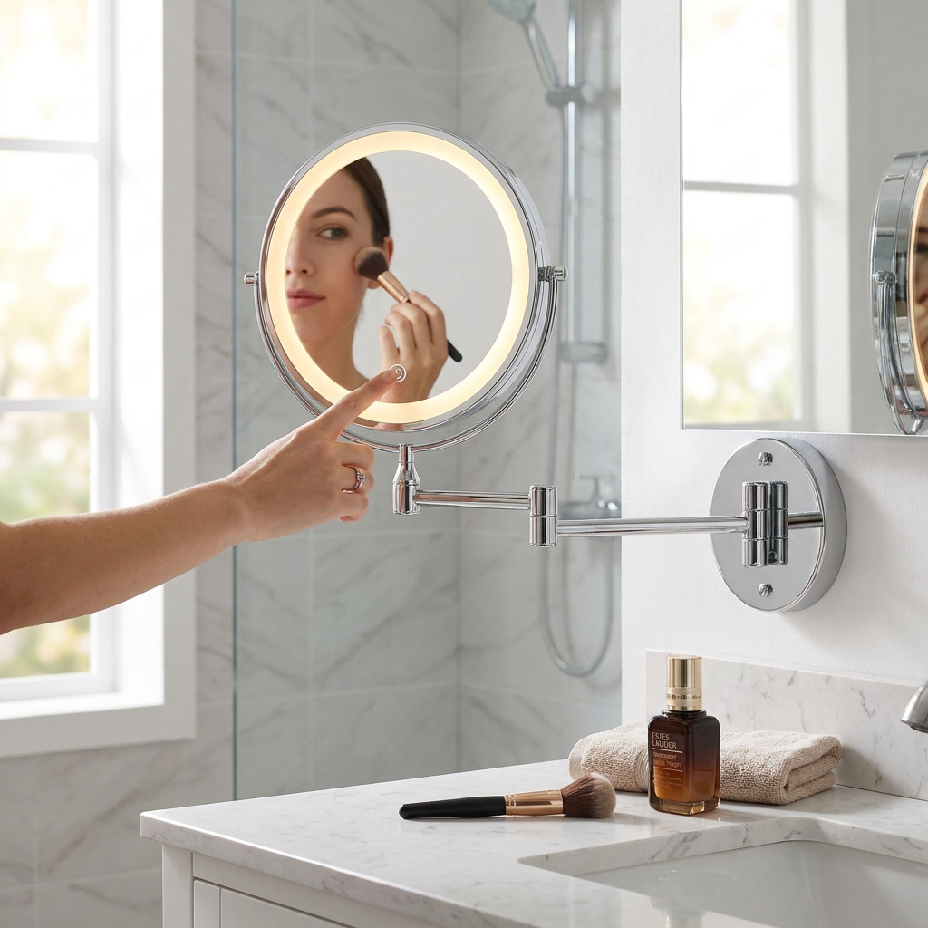 Extendable Makeup Mirror Silver lifestyle