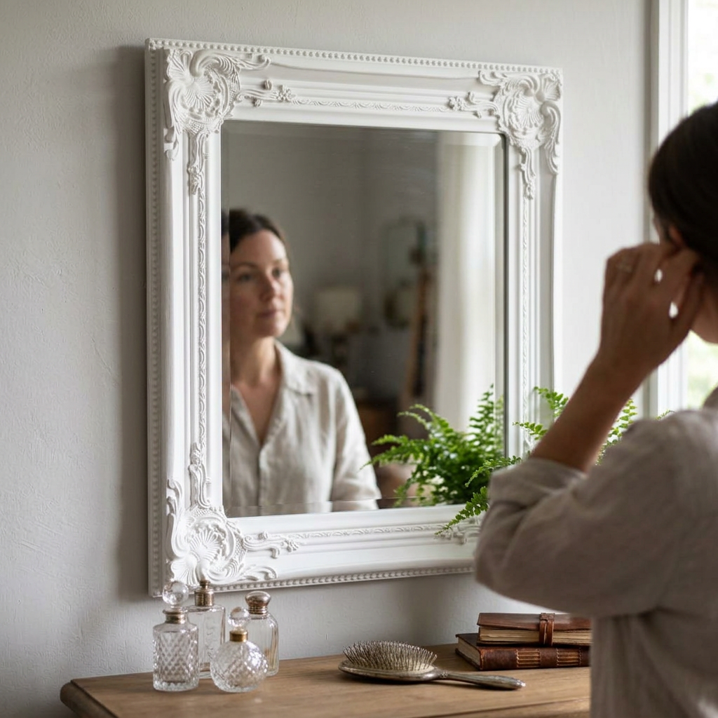 French Provincial Ornate Mirror White lifestyle